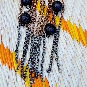 Obsidian necklace, earrings and a ring set